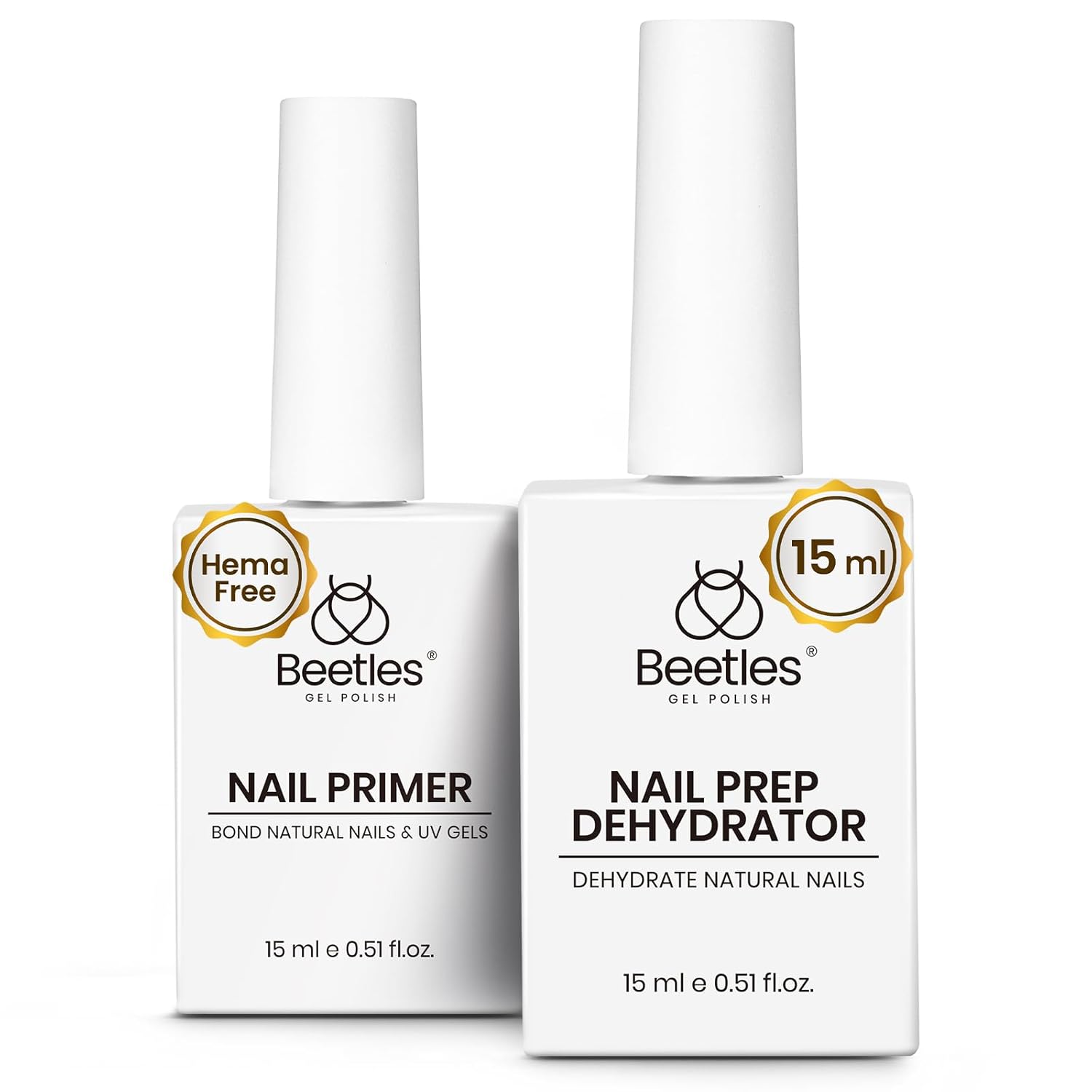 Beetles 15ml Nail Dehydrator and Primer - Acid Free & Hema-Free Natural Prep Dehydrate and Bond Primer for Acrylic Fast Dry Nail Supplies Professional Salons Halloween Set