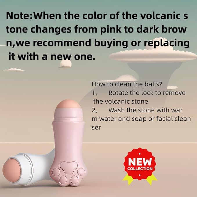 Face Roller Oily Skin Oil Absorbing Massage Tool, Natural Volcanic Stone Reusable Facial Skin Care Tool 2 Packs，Easy to Carry, Control The Oiliness of The face (White)