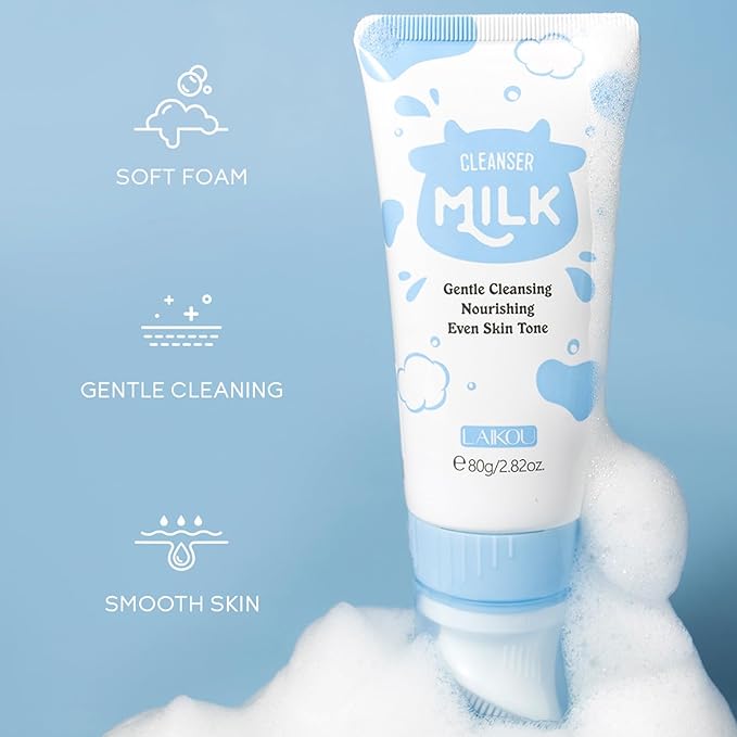 Milk Face Routine Set, 5Pcs Moisturizing Facial Skin Care Sets, Long-lasting Hydrating, Enhance Skin Elasticity, Face Care Kit Include Cream, Cleanser, Eye Cream, Moisturizer, Sunscreen