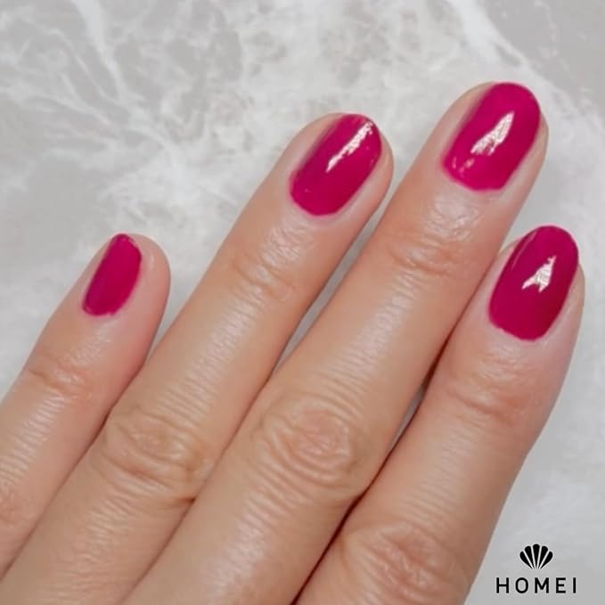 Nail Strengthener from Japan, Nail Hardener with Aloe Vera, Tea Tree Oil& Keratin for Healthy 5-in-1 Nail Solution Including Base Coat, Nail Color, Hardener, Top Coat & Nail Care, Cranberry Red