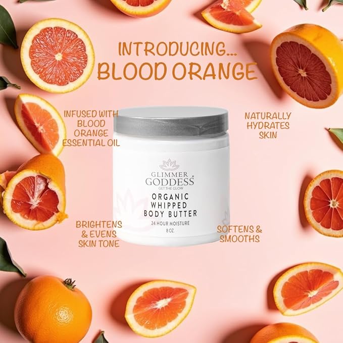 GLIMMER GODDESS Organic Whipped Body Butter (Blood Orange) 8 oz