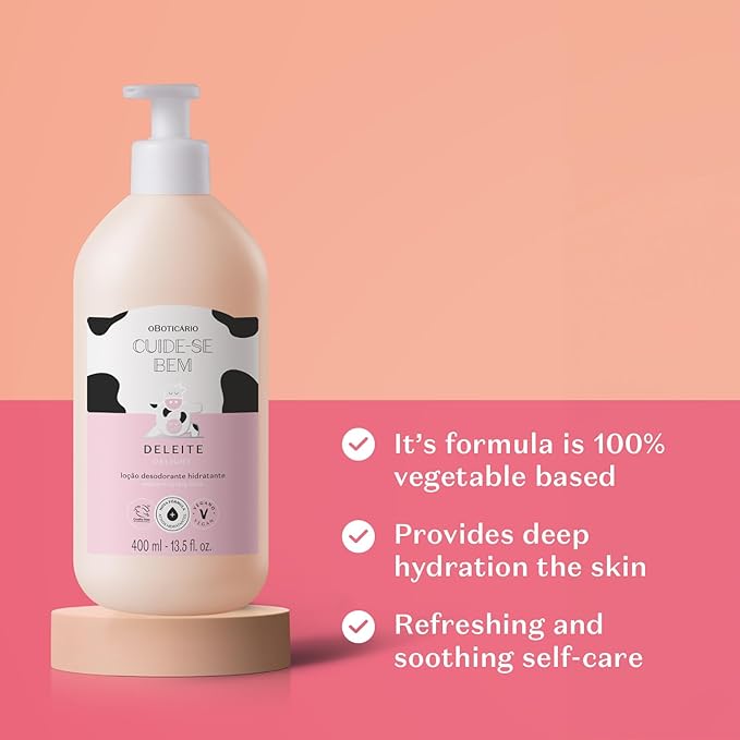 O Boticário Cuide-se Bem Delight Body Lotion, Cozy Hydration with Sweet, Enveloping Sweet Fragrance, 13.5 Ounce (400ml)
