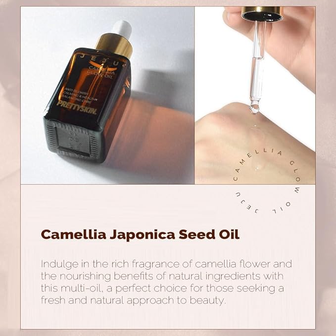 Jeju Camellia Glow Oil for Face 0.84fl.oz.(25ml) Camellia Japonica Seed Oil 15%, Non-Sticky, Anti-Blemish calming & healthy Balancing Care