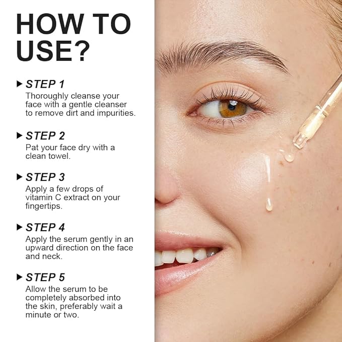 VGO Facial Serum for Face Vitamin C Face Serum with collagen, fights Brown spots,Smooth skin tone, targets skin, smoothes fine lines, with Vitamin E 1.01 FL Oz