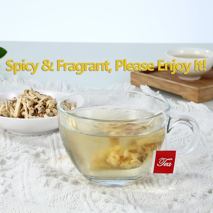 100 Premium Ginger Tea Bags/7.06 Oz, Made with 100% Natural Ginger Root, Warm & Spicy, Support Digestion & Boost Immunity, No Additives & Caffeine Free.