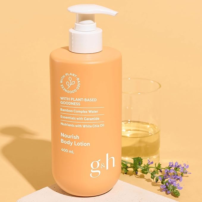 G&h Nourish Body Lotion, 400 ml, with Plant-Based Goodness, Bamboo Complex Water, Ceramide, White Chia Oil