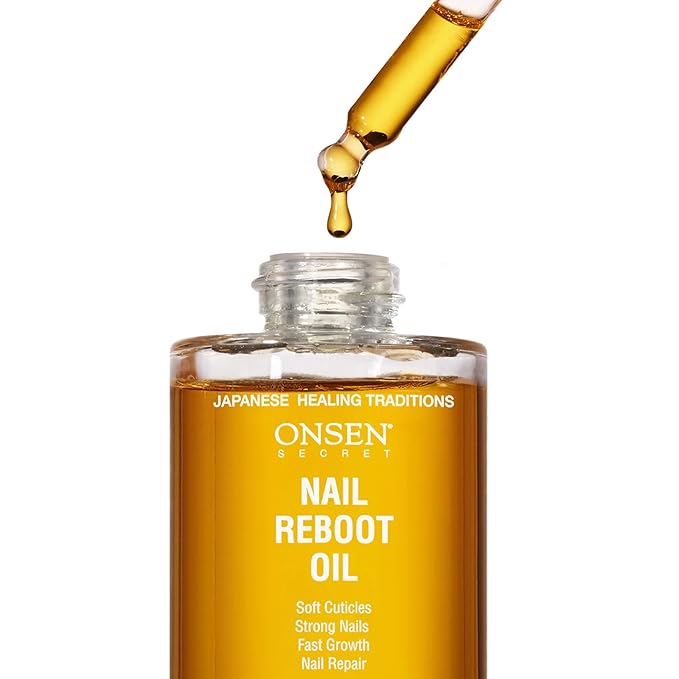 Onsen Secret Nail & Cuticle Repair Oil (30ml) - Dry Oil Formula - Japanese Tsubaki, Tea Tree & Jojoba - Strengthens Nails, Repairs Cuticles, Hydrates Skin & Hair - Natural & Vegan
