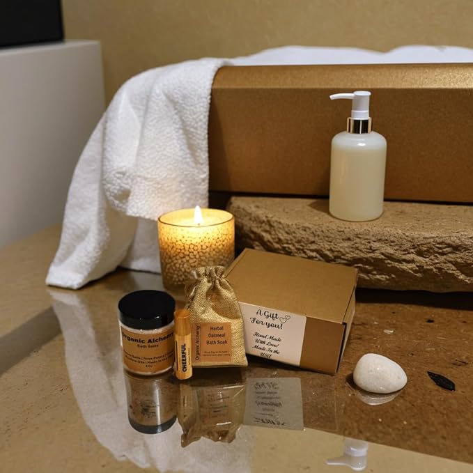 Luxurious Self Care Package for Women: Epsom Salt Bath Salts Gift Set with Oatmeal Bath Soak, Essential Oil Roller Perfect Relaxing Gifts for Women, Ideal at-Home Spa Gift Baskets!
