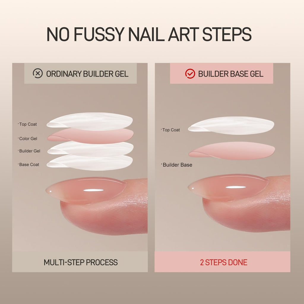 GAOY 16ml Builder Base Gel, Jelly Rubber Base Nail Gel Nude Sheer Pink, 3-in-1 Soak Off UV Light Cure Nail Strengthener, 01 Lush Nude