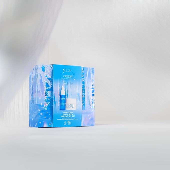 Lumene Birch Dew Hydration Gift Set - Holiday Skin Care Set with Hydrating Facial Moisturizer & Face Serum Enriched with Arctic Spring Water & Hyaluronic Acid - Suitable for All Skin Types (2 Count)