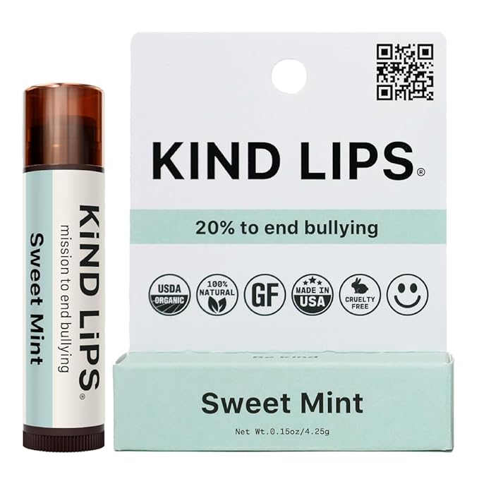 Sweet Mint Lip Balm – Natural Minty Lip Moisturizer with Organic Ingredients | Gluten-Free, Grain-Free, Paraben-Free Chapstick Alternative for Dry Lips | Kind Lips Single Tube