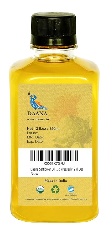 DAANA Safflower Oil for Skin: Certified USDA Organic, Extra Virgin, Cold Pressed (12 Fl Oz)