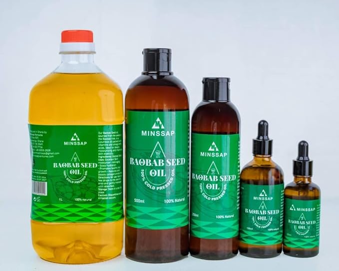 Minssap Ventures 3.4 fl oz Natural and Pure, Cold-Pressed Baobab Oil