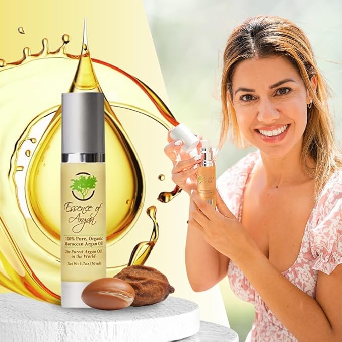 Essence of Argan 100% Pure Moroccan Organic Argan Oil - Natural EcoCert Oil that Nourishes and Conditions Your Skin, Hair and Nails (50ml/1.7oz)