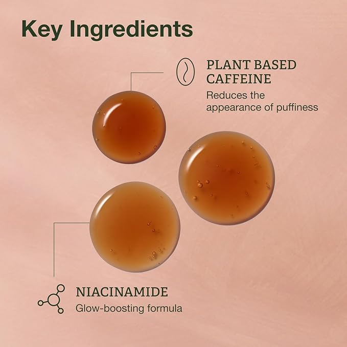 Botanics All Bright Caffeine Eye Serum - 3% Caffeine Awakening Under Eye Serum for Dark Circles and Puffiness - Refresh & Brighten Tired Eyes - Vegan & Cruelty Free (0.84 Fl Oz)