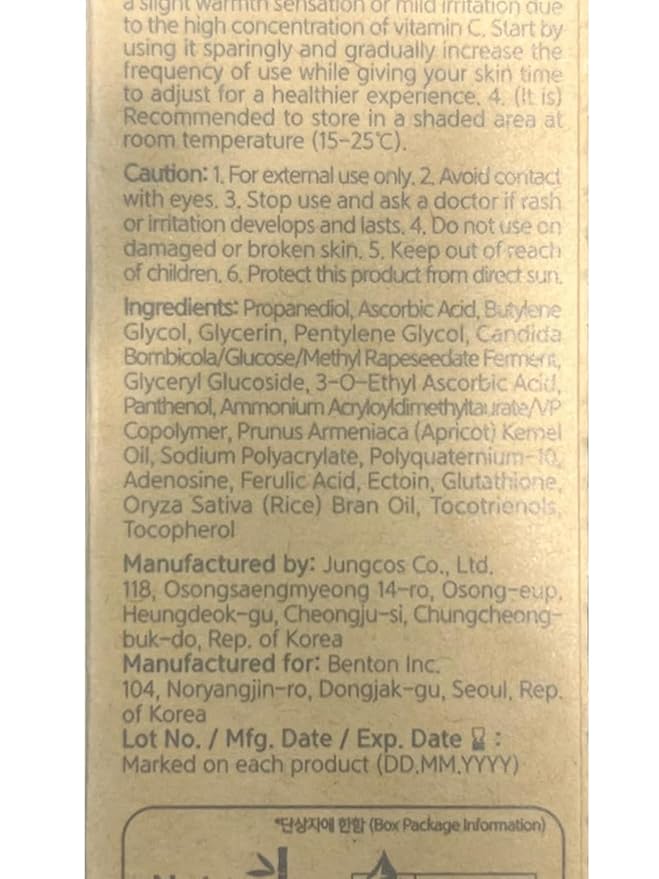 BENTON Vitamin C Serum - Easter Basket Essentials, Korean Skin Care, White Serum for Face with 20% Pure Vitamin C, Skin Texture & Elasticity Care, Face Moisturizer for All Skin Types(1.01 fl. Oz.)