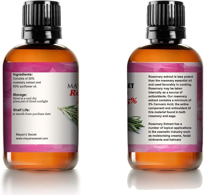 Pure Carrier and Essential Oils for Skin Care, Hair, Body Moisturizer for Face-Anti Aging Skin Care (Rosemary Oil Extract Oil 5%, 4oz)