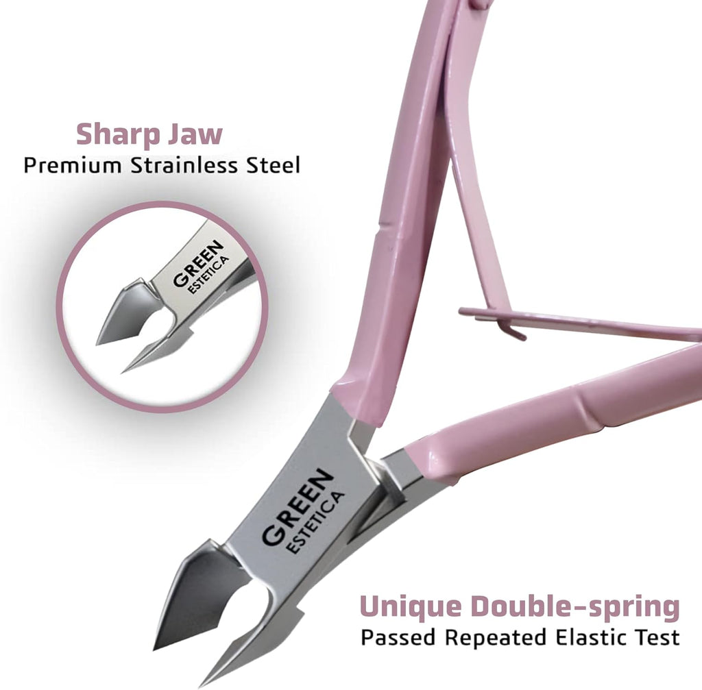 Professional Cuticle Trimmer with Cuticle Pusher Nail Cuticle Remover Nipper Silver Stainless Steel Sharp Blades Manicure Tools with Double Spring Nail Care Pedicure Nail Tools Home Spa (Rose)