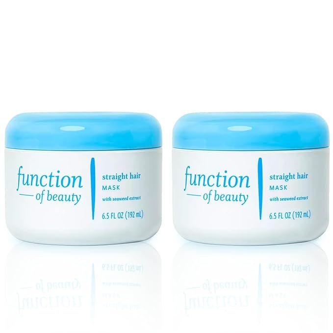 FUNCTION OF BEAUTY Customizable Hair Mask for Straight Hair, 6.5 oz Each (2-Pack) - Deep Conditioning Formula With Seaweed Extract to Promote Silky Shine
