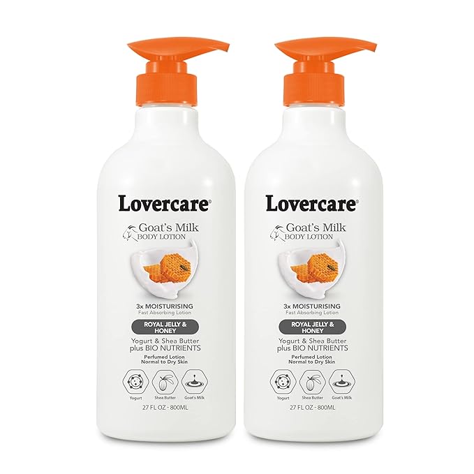 Lovercare Goat Milk Body Lotion for Dry Skin Royal Jelly & Honey 27.05oz (800ml) - Pack of 2…