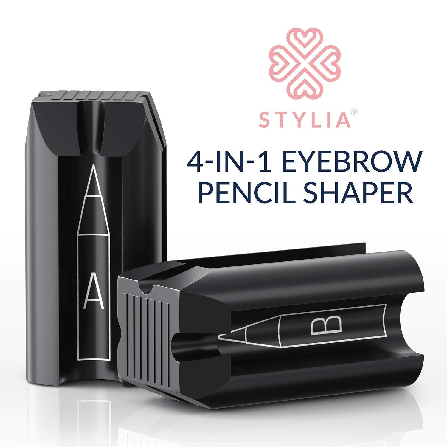 4-in-1 Plastic Duckbill-Shape Eyebrow Pencil Shaper - Eye Makeup Shaping Tool for Waterproof Peel Off Brow Pencils - Compact Cosmetic Shaper for Beginners & Professional