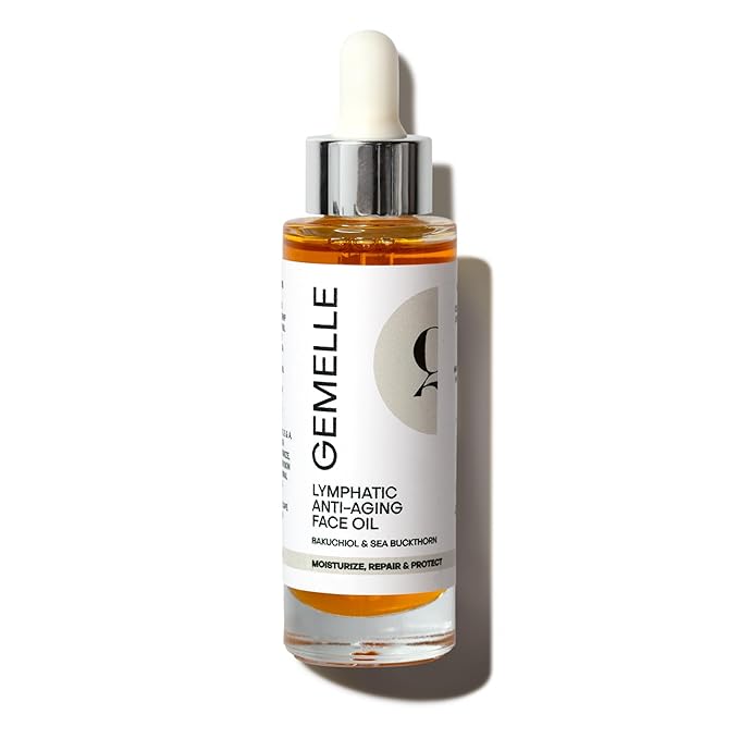 GEMELLE Lymphatic Anti-Aging Face Oil | 6x Award Winner | Packed with Vitamins C,E & A | Moisturize, Repair & Protect | Bakuchiol, Sea Buckthorn & More! | Paraben-Free, Natural Skin Care | 30ml