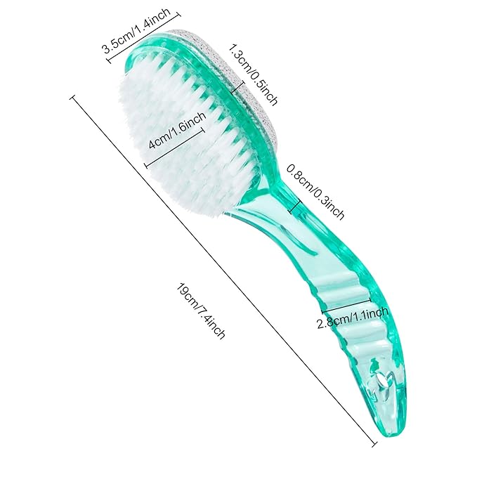 2 Pcs Foot Brush for Shower with Handle 2 in 1, Ooloveminso Large Foot Pumice Stone Brush Scrubber Foot File Calluses Remove Suitable for Horniness Foot Spa, Foot Care Smooth Skin (Green)