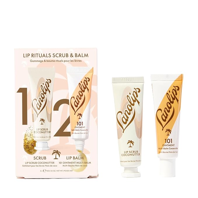 Lanolips Coconutter Lip Scrub & Lip Balm - Lip Rituals Lip Care Kit Infused with Pure Lanolin & Coconut Oil - Gently Smoothes and Hydrates Dead Skin (2 Count)