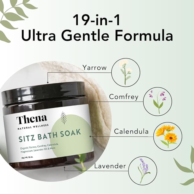 Thena Organic Sitz Bath Soak and Intensive Healing Moisturizing Cream Bundle