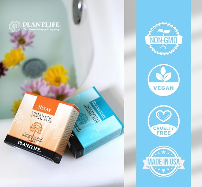Plantlife Rejuvenate Therapy Bath Salts - Straight from The Plant Natural Aromatherapy Bath Salts - Balance, Calm, and Release Tension in The Body - Made in California 16 oz