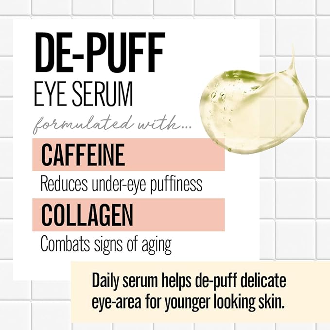 Valjean Labs DePuff Eye Serum | Caffeine + Collagen | Helps to Reduce Under Eye Puffiness and Combat Signs of Aging | Paraben Free, Cruelty Free, Made in USA (1 oz)