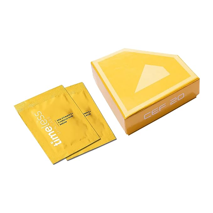 Timeless Skin Care 20% Vitamin C Serum with Vitamin E & Ferulic Acid - Brightening Serum - For Oily & Dry Face - Fragrance-Free - 28 Single-Use Pouches