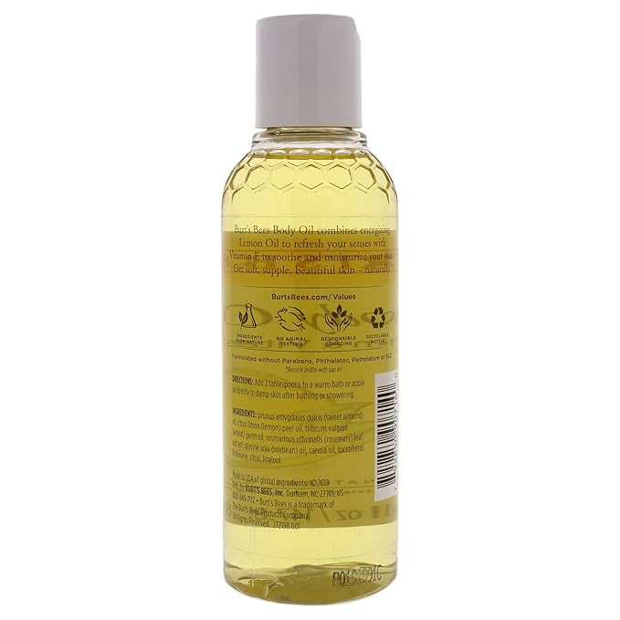 Burts Bees Body Oil - Lemon and Vitamin E Unisex Oil 5 oz, White