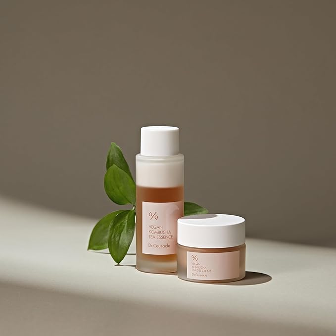 Dr.Ceuracle Vegan Kombucha Tea Beginning Set - Kombucha Korean Skincare Milky Toner Essence and Gel Cream for Travel Mini Size Set