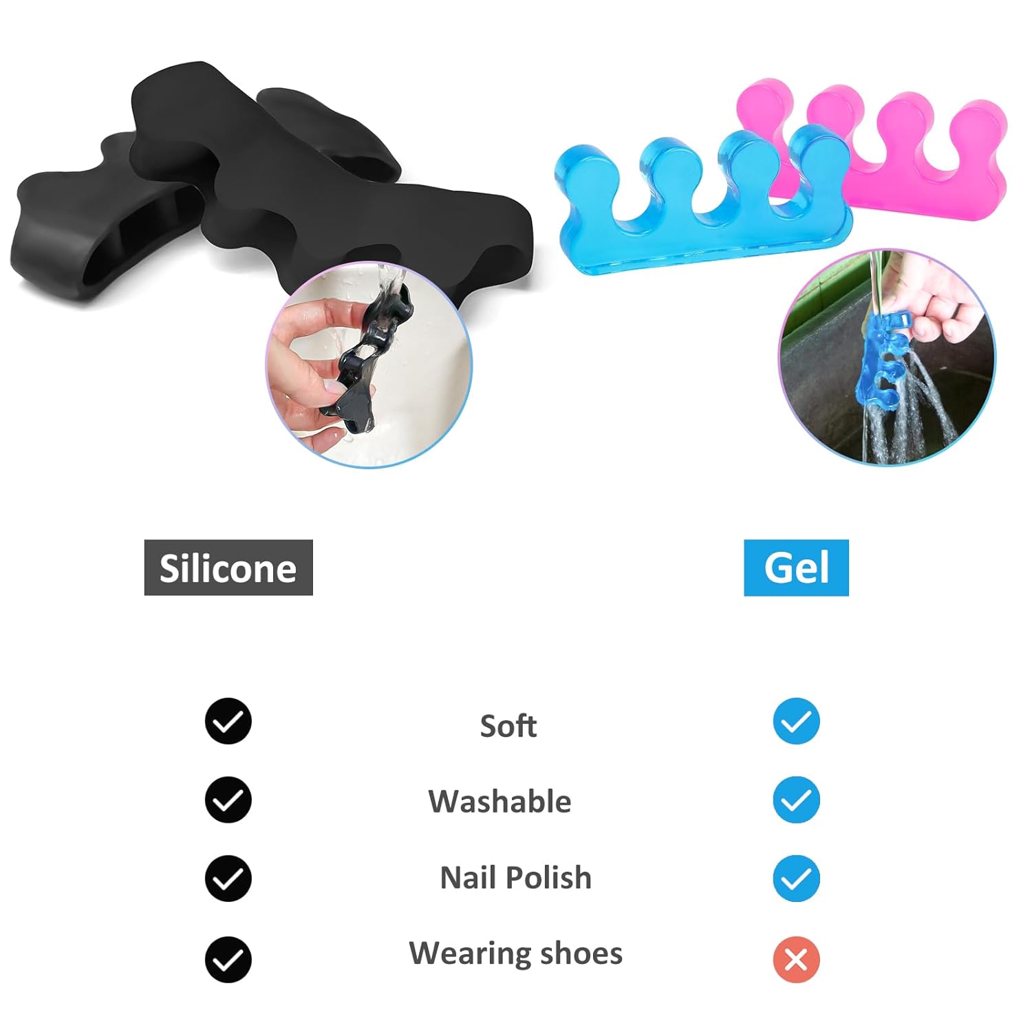 SUNFATT Toe Spacers for Men ang Women,Toe Separators for Women,Relieves Overlapping Toes,Bunions Corrector and Hammer Toe Pain,Gel Toe Spreader Separates and Relaxes Toes.2 Pcs