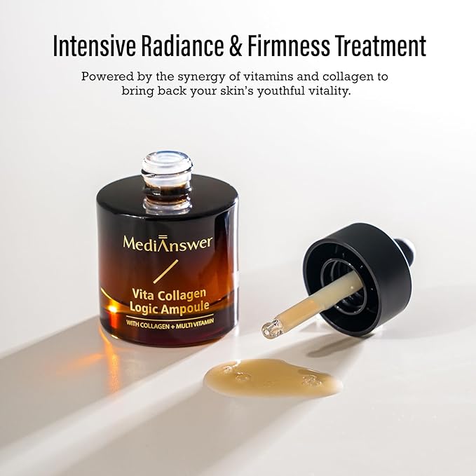 [MediAnswer] Vita Collagen Logic Ampoule, K-Beauty Advanced Firming Serum with 30% Collagen Complex & Multi-Vitamin Complex, Anti-Aging Face Serum (30ml)