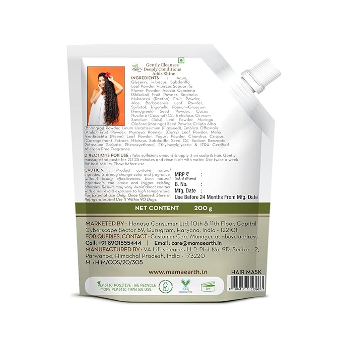 MAMAEARTH Kerala Thaali Cleansing Hair Mask for Thick & Long Hair | with Hibiscus, Shikakai, Amla, Flaxseed | Ready To Use Thali | Gently Cleanses with 12 Herbs | 7.05 Oz/200 g