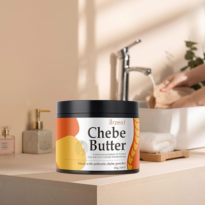 Brzeaf Vegan Chebe Butter for Hair Growth With Rosemary Oil 3.6 Oz [All-Natural Ingredients, Moisturizing, Thickening, for All Hair Types, Deep Conditioning]