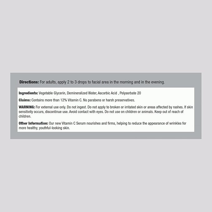 Piping Rock Vitamin C Face Serum | 2 fl oz | Firming and Toning for Skin | Paraben and SLS Free