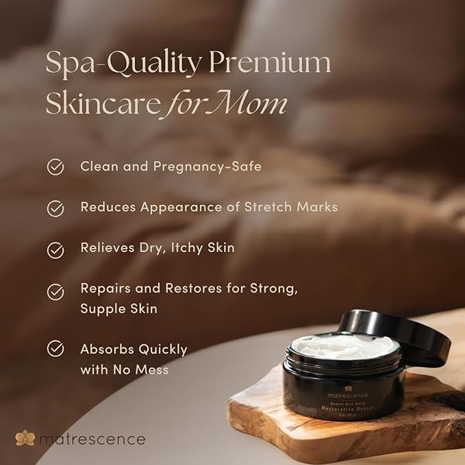 Stretch Mark Relief Restorative Belly Butter (8oz/118ml) | Spa-Quality Maternity Skincare | Clean, Organic, Pregnancy-Safe | Non-Greasy Deeply Nourishing & Moisturizing Skin Treatment