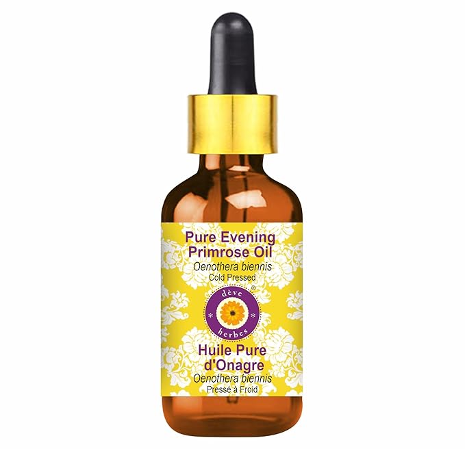 dève herbes Pure Evening Primrose Oil (Oenothera biennis) with Glass Dropper Cold Pressed 15ml, (0.50 oz)