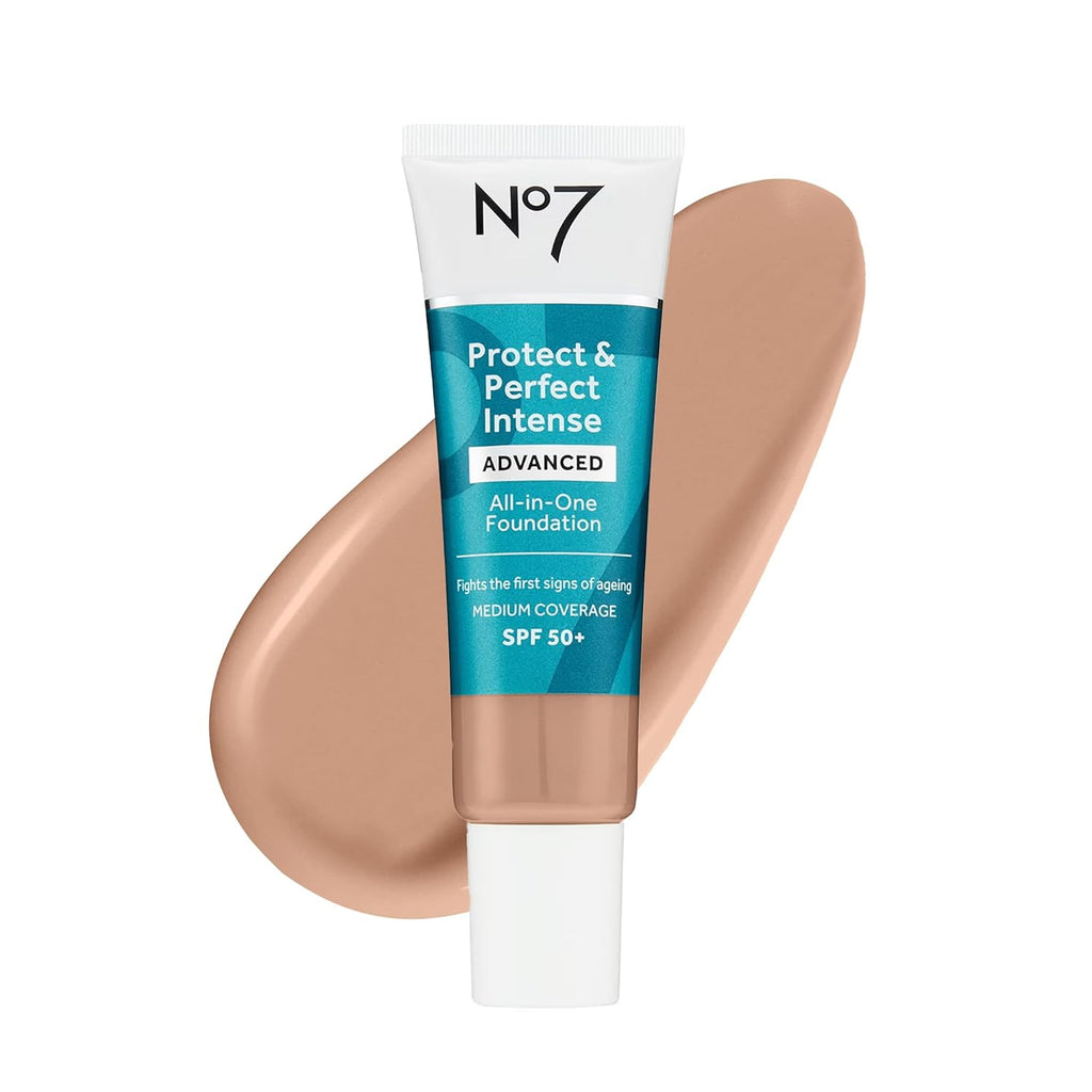 No7 Protect & Perfect Advanced All in One Foundation - Cool Beige - Age Defying Foundation Makeup with SPF 50 - Makeup Base Cream Helps to Reduces Redness & Blurs Visible Pores (30ml)