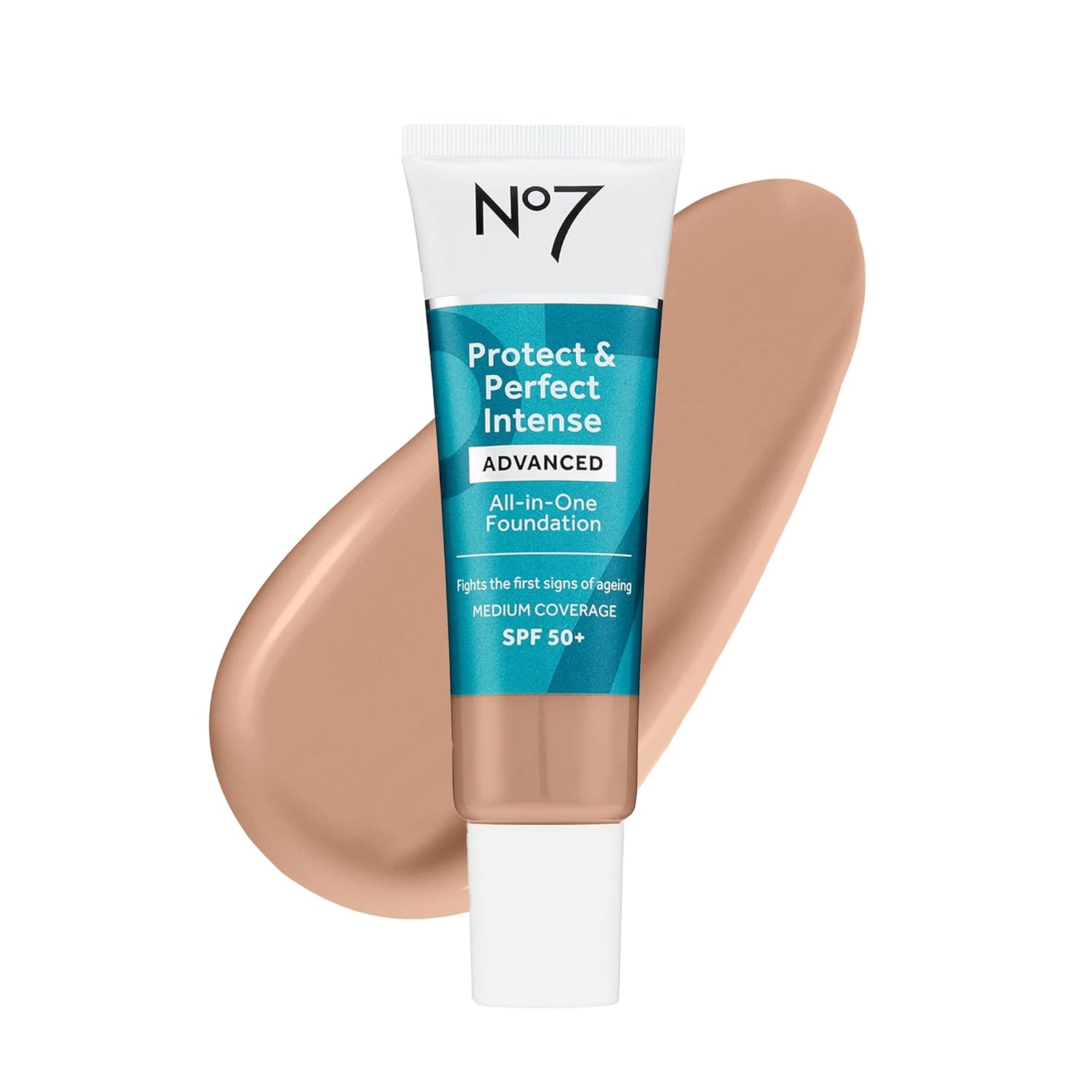No7 Protect & Perfect Advanced All in One Foundation - Cool Beige - Age Defying Foundation Makeup with SPF 50 - Makeup Base Cream Helps to Reduces Redness & Blurs Visible Pores (30ml)