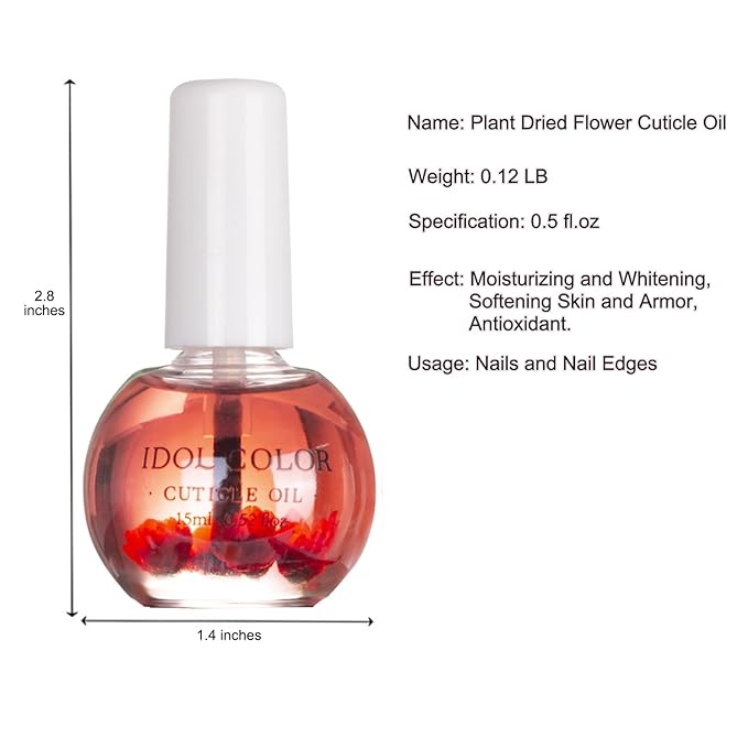 Flowery Scented Cuticle Oil, Infused with Real Flowers, Cuticle Revitalize Oil, Nail Oil For Growth And Strength, Cuticle Remover - Nail Strengthener - Cuticle Softener (0.5 fl.oz, STRAWBERRY)