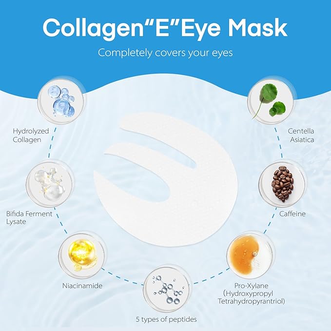 Dongyu Collagen Under Eye Patches: Deep Real Collagen Overnight Eye Gels Mask With Caffeine Peptides Niacinamide - Dark Circles Puffiness Wrinkles Improvement - Neck Smile Line Pads - 8 Pairs