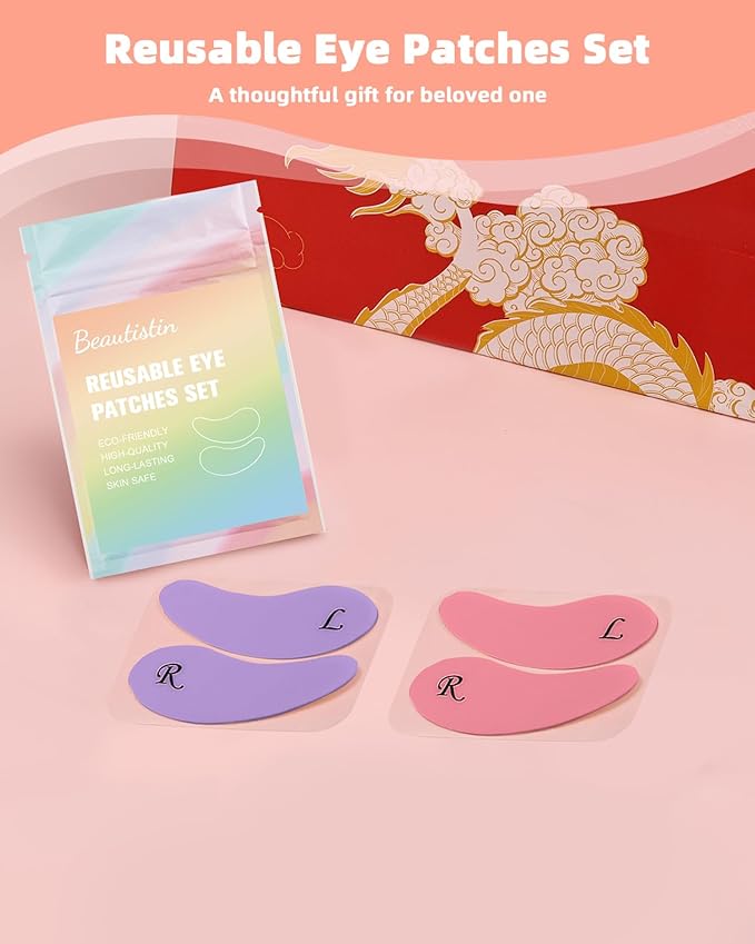 Under Eye Patches Silicone - 2 Pairs Reusable Eye Wrinkle Patches, Reusable Under Eye Mask, Plump Fine Lines & Wrinkles, Purple&Pink