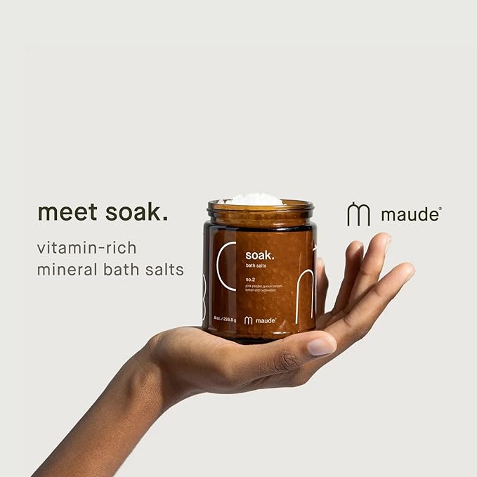 Maude Soak No. 2 - Nourishing Bath Salts - Self Care Gifts for Women + Men - Magnesium Soak with Dead Sea Salt + Potassium Chloride to Soften Skin - Vegan-Friendly + Paraben-Free (8 oz)