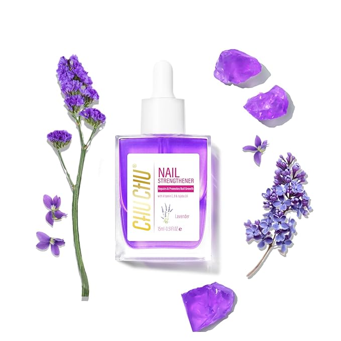 CHUCHU Nail Strengthener - Lavender Scent Nail Repair Growth Moisturizing Treatment - Natural Jojoba Vitamin B & E Cuticle Oil for Dry Cracked Nails