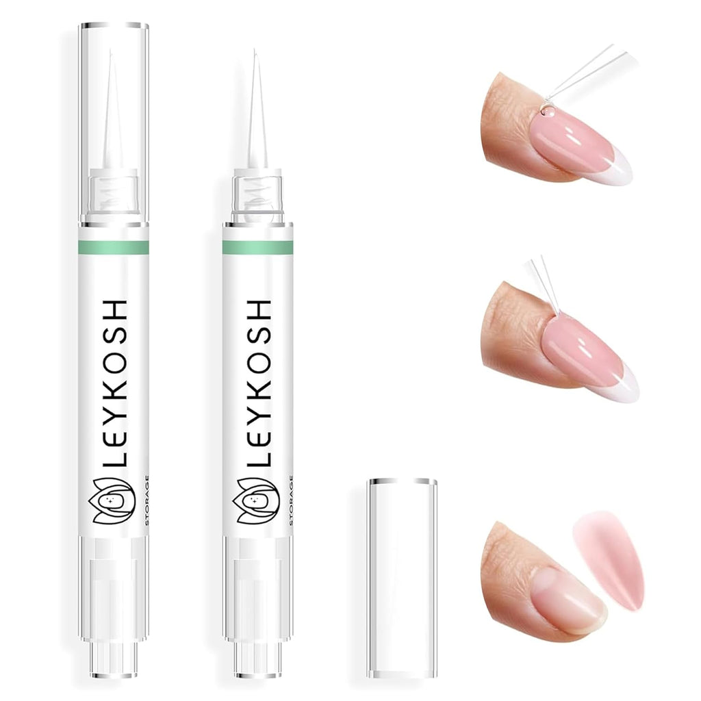 Nail Glue Remover for Press on Nails, 2025 Upgraded 2 In 1 Stick & Remover Pen Design, Not for Gel Polish Base Coat, Quick Gentle Removal Fake Nail Tips Press Ons, 2pcs*5ml