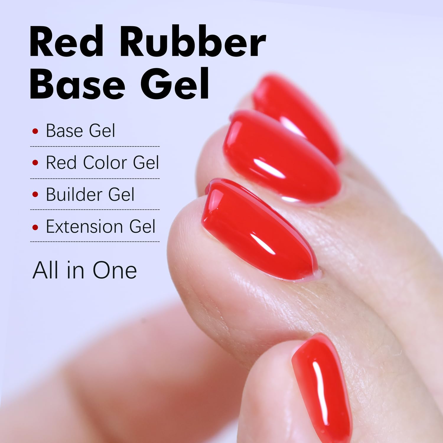 FZANEST Red Gel Polish Rubber Builder Base Coat Nail Strengthen Extension Harder for Thin Fragile Nails